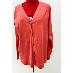 Pendleton Cardigan‎ Womens Plus 1X Coral Long Sleeve Button Up Cardigan